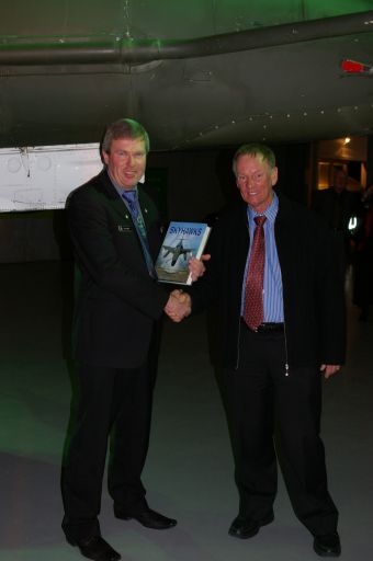 Don Simms making the presentation to Owen Moore